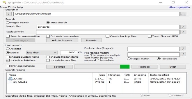 grepWin, freeware per trovare facilmente una parola in file e cartelle