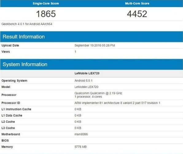 leeco le pro-3-geekbench