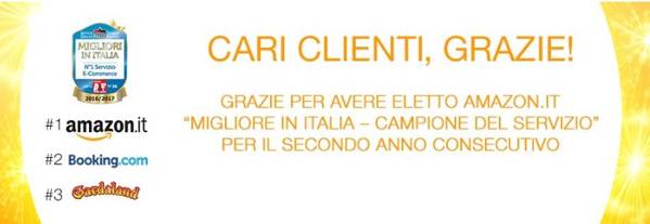 Amazon regala 10 euro per festeggiare il premio come “campione del servizio” in Italia, ma solo per oggi