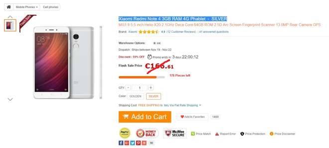 Gearbest coupon: Offerta bomba per Xiaomi Redmi Note 4 a soli 161€