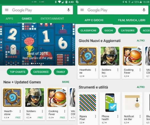 Google Playstore UI