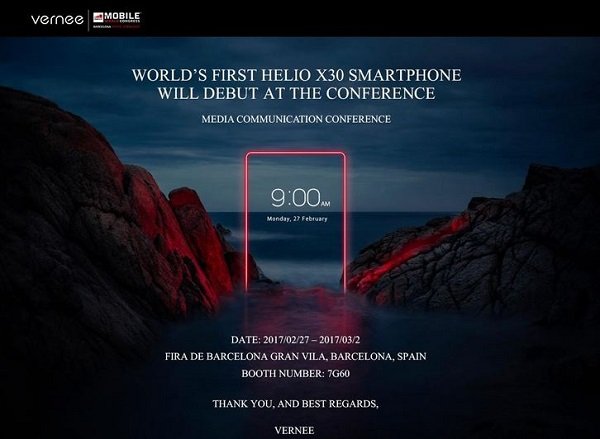 Vernee: al MWC 2017 verrà presentato il primo smartphone con chip Helio X30