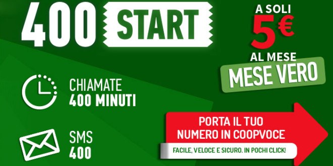 CoopVoce 400 Start: 400 minuti e 400 SMS a 5 euro al mese