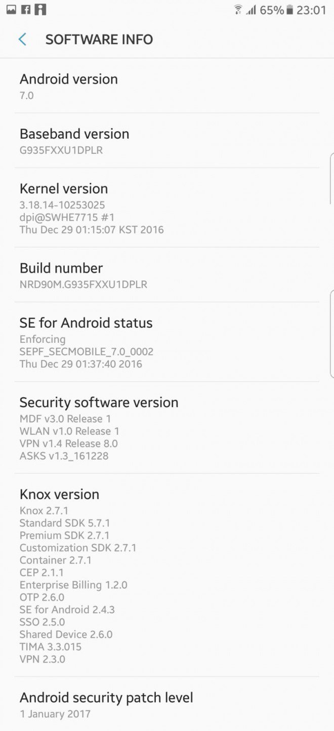 Galaxy S7 Android N 7.0 update
