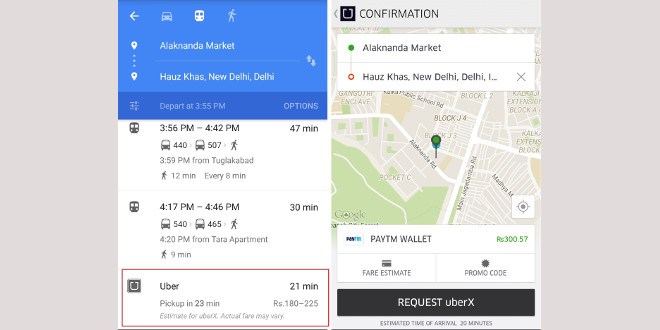 Uber è ora integrata in Google Maps