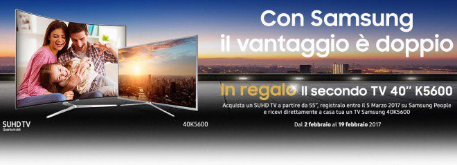 Samsung promo: se acquisti una SUHD in regalo una TV 40K5600