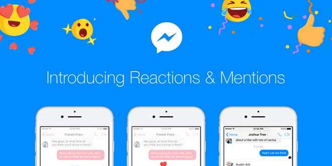 Facebook introduce reazioni e menzioni su Messenger per iOS ed Android