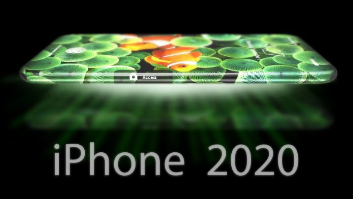 Dimenticate iPhone 8 per un attimo ed osservate questo iPhone 2020 con schermo OLED che fa un giro completo di 360°