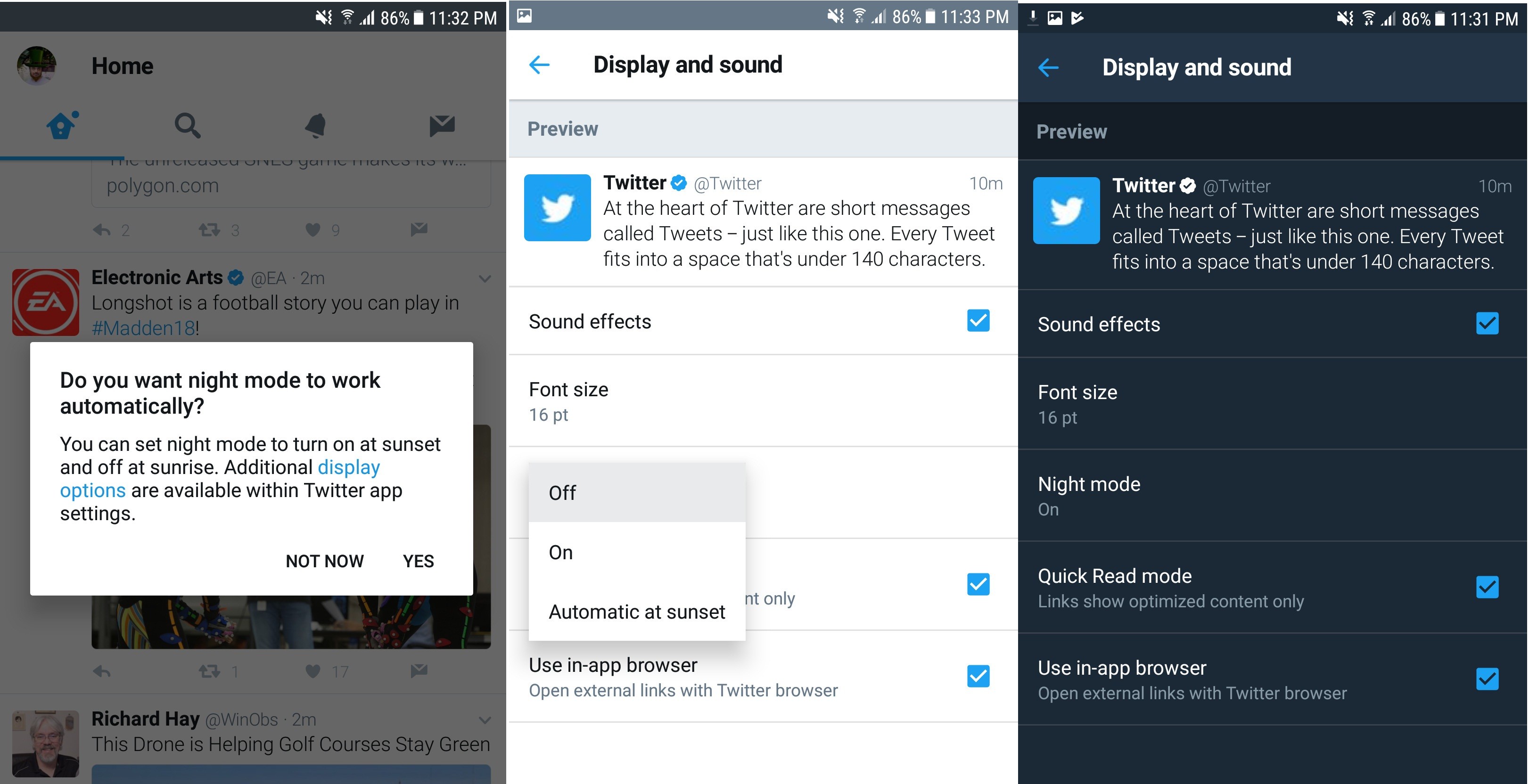 aggiornamento Twitter: modalità notturna