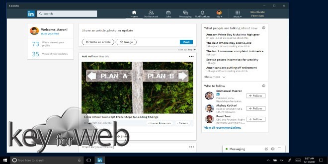 Microsoft lancia la nuova app LinkedIn per Widows 10