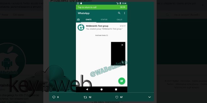 WhatsApp Beta si aggiorna su Android O: videochiamate e funzionalità PiP in arrivo