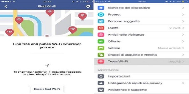 Nuova funzione integrata nell’app di Facebook per trovare Wifi gratis