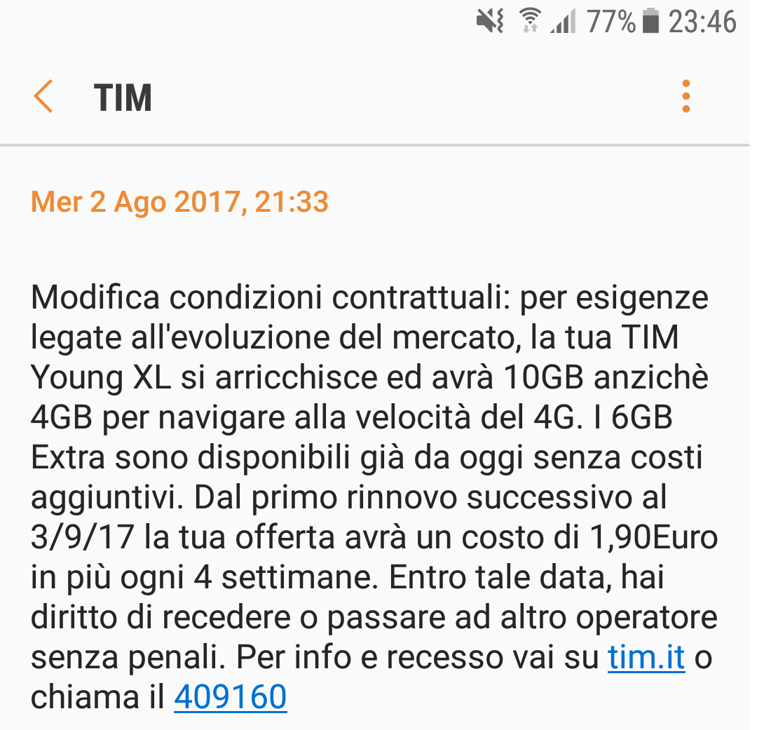 rimodulazione TIM Young XL