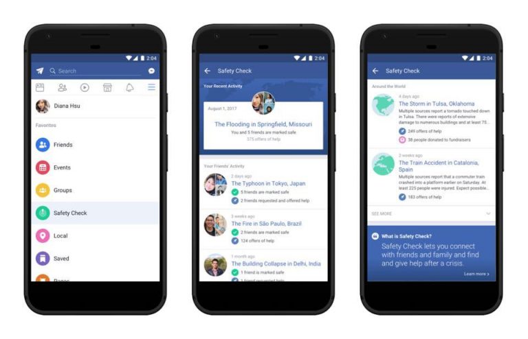 Facebook annuncia che la funzione Safety Check diventerà permanente