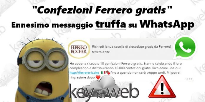 Confezioni Ferrero gratis, ennesimo messaggio truffa su WhatsApp