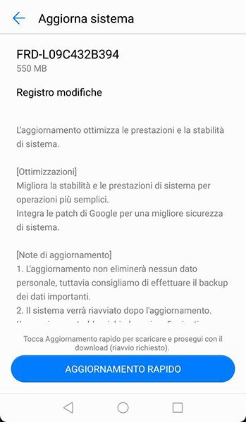 Honor 8 - aggiornamento sistema - 2