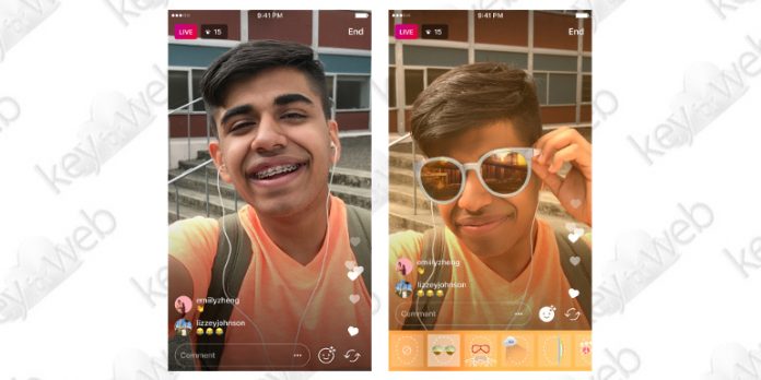 Instagram consente ora di utilizzare filtri e maschere anche nei video live