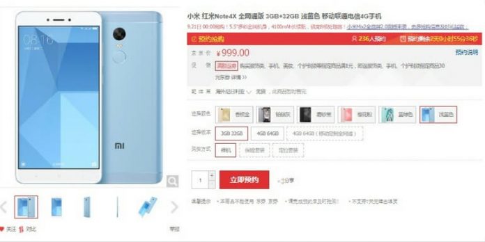 Redmi Note 4X Blue 3GB-32GB