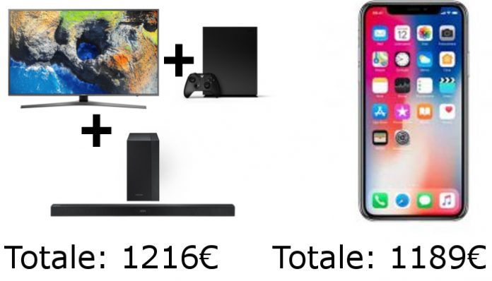 1200€ a disposizione, cosa scegliere tra iPhone X ed un nuovo TV compreso di console e Soundbar?