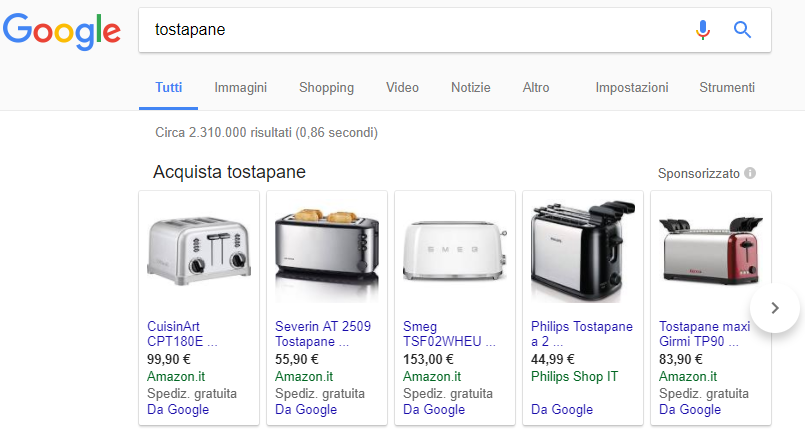 google shopping example