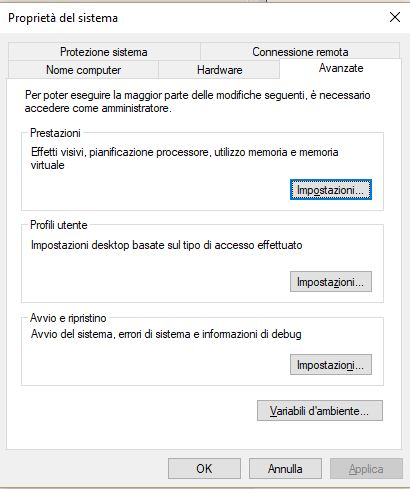 variabili d'ambiente
