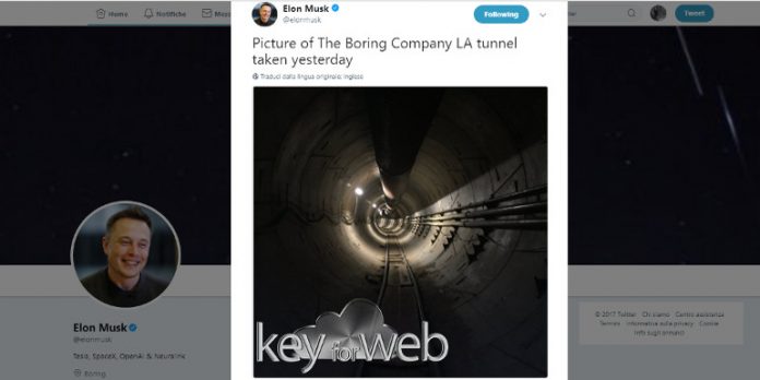 Elon Musk mostra la prima foto del tunnel di Los Angeles