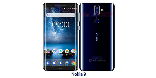 Nokia 9 si mostra stavolta nella colorazione blu lucida