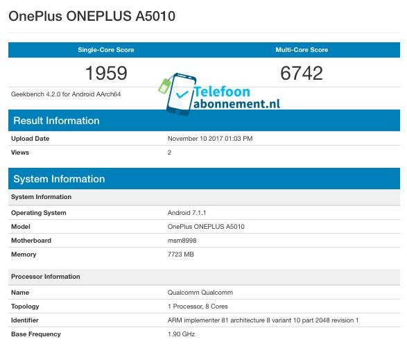 Geekbench test benchmark dispositivo
