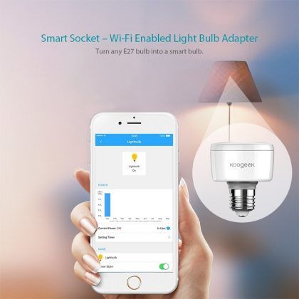 Smart Light Socket, WiFi Enabled E27 Light Bulb Adapter