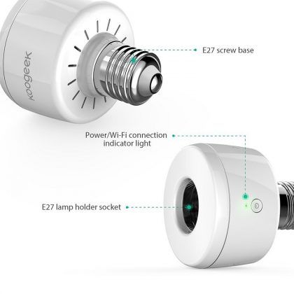 Smart Light Socket, WiFi Enabled E27 Light Bulb Adapter