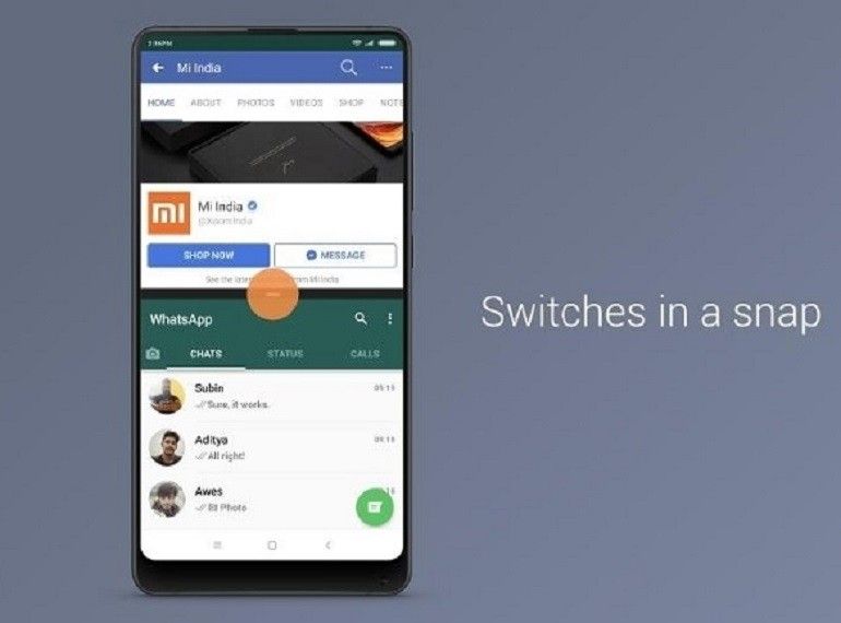 MIUI 9 Split Screen