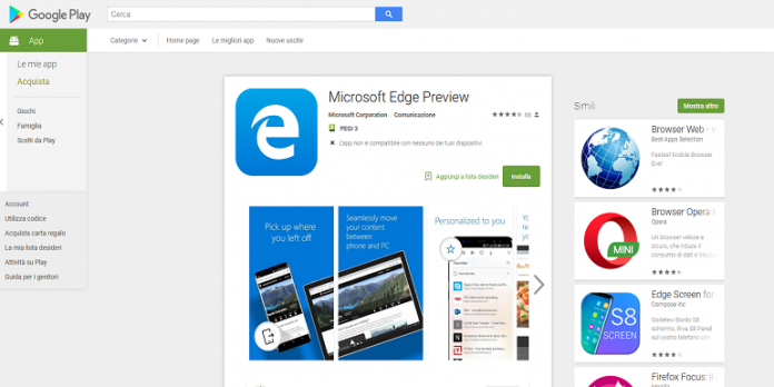 Microsoft Edge su Android