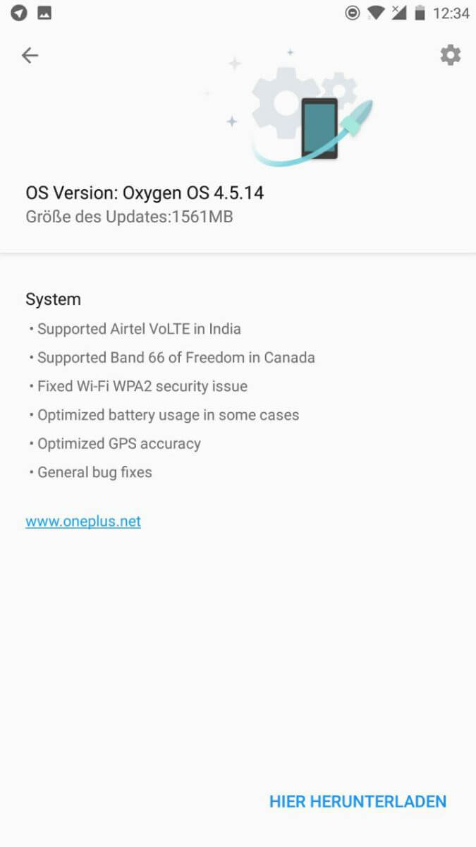 OnePlus 5 - aggiornamento OxygenOS 4.5.14