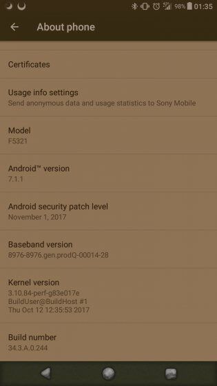 Xperia X Compact aggiornamento - patch di sicurezza Android novembre 2017