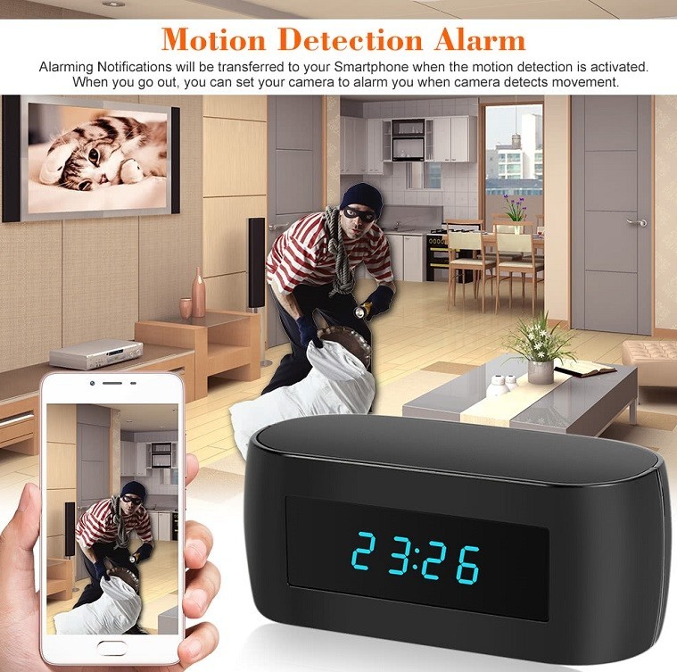 Cafago Wireless Wifi Hidden Spy Alarm Clock Anti Thief