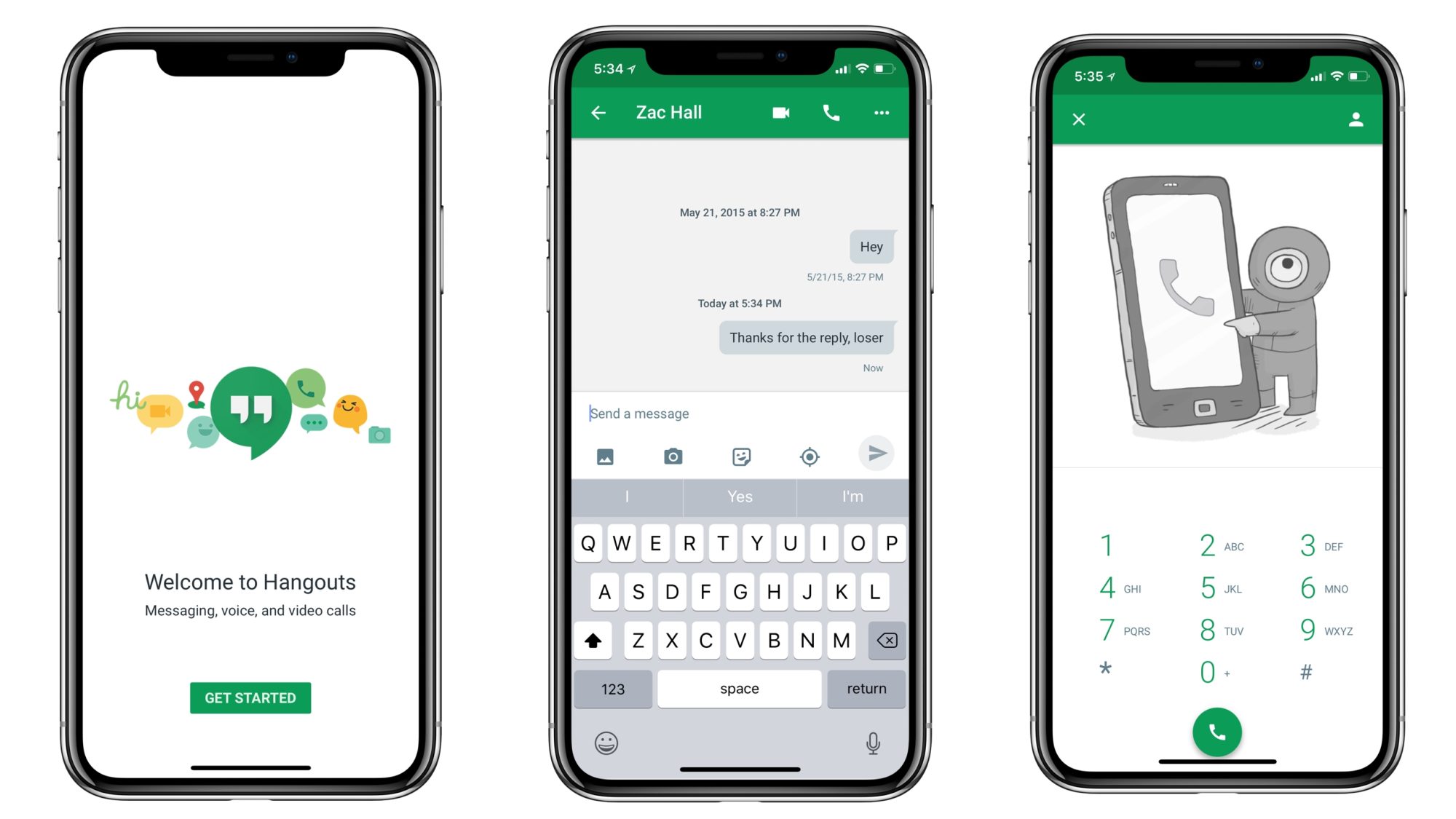 Google Hangouts su iPhone X