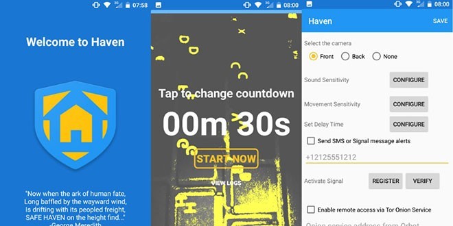 Haven, l'app Android che protegge la privacy