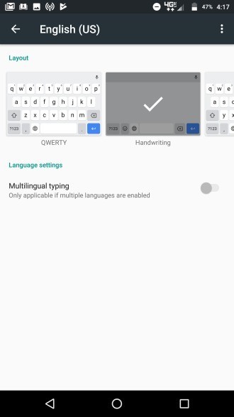 scrittura a mano su Gboard