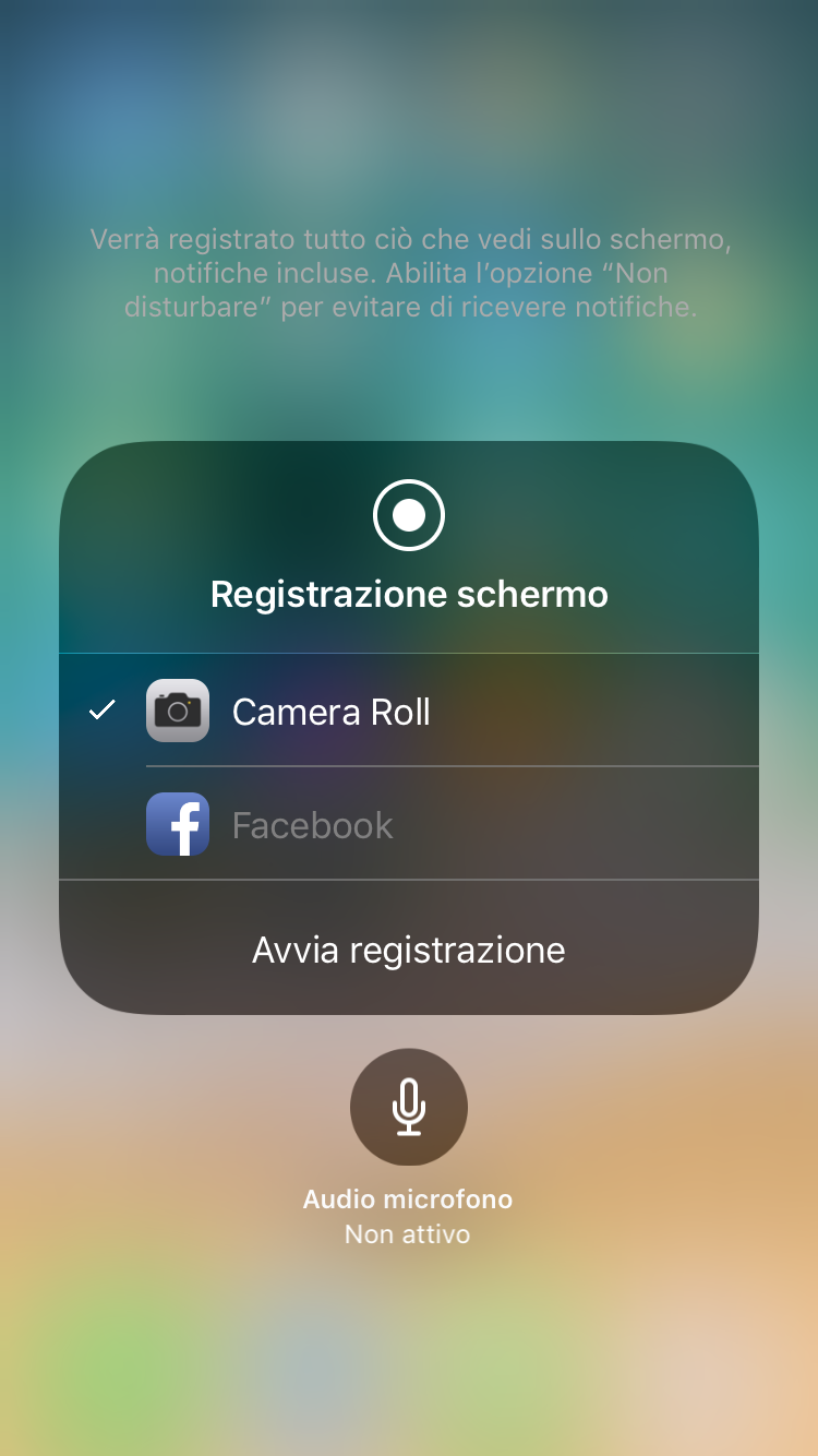 Registrazione schermo iOS