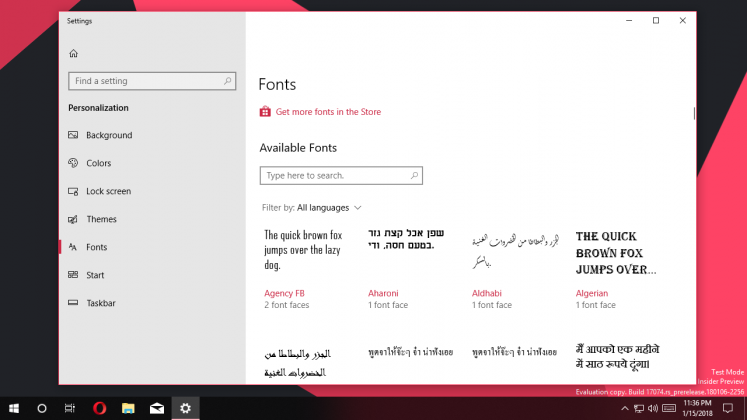 Windows 10 Fonts