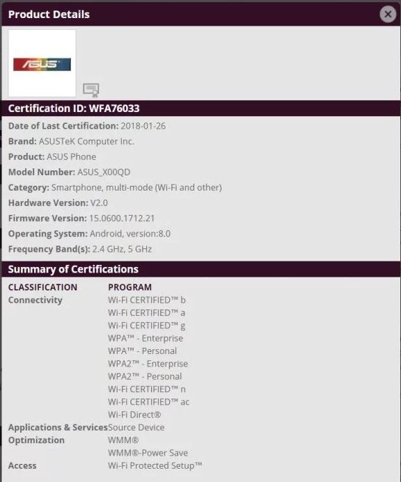 ZenFone 5 Max Wi-Fi Alliance
