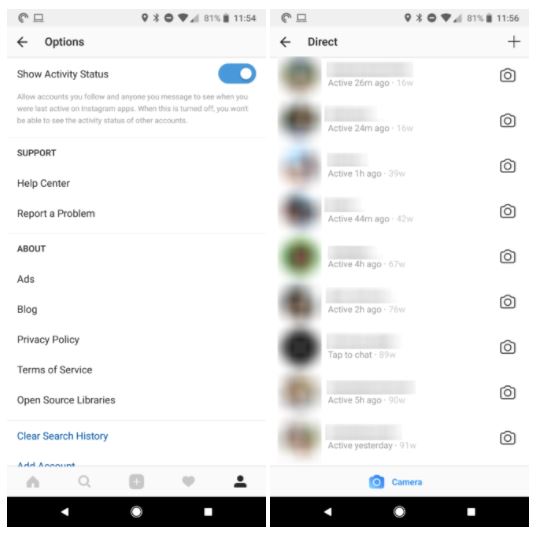 ultimo accesso Instagram