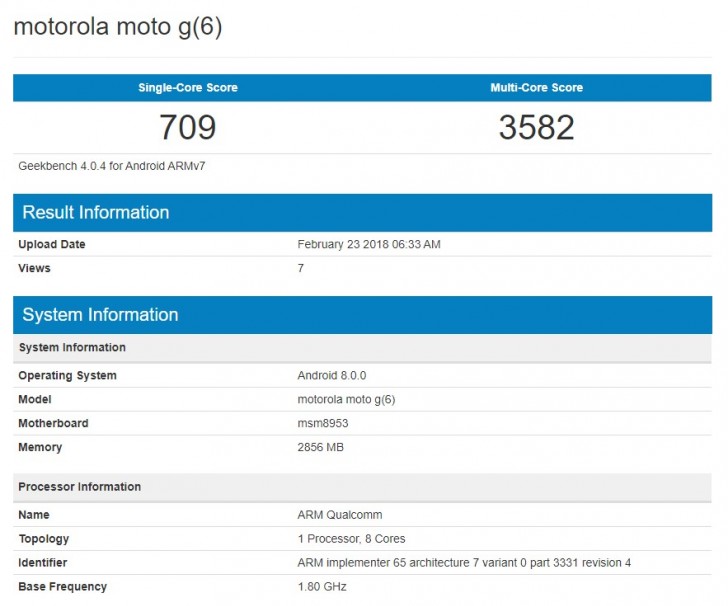 Moto G6 benchmark