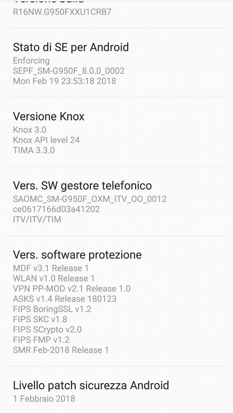 oreo per galaxy s8