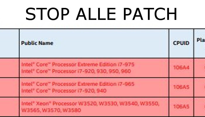 Cattive notizie Intel: stop alle patch Spectre per le CPU più datate
