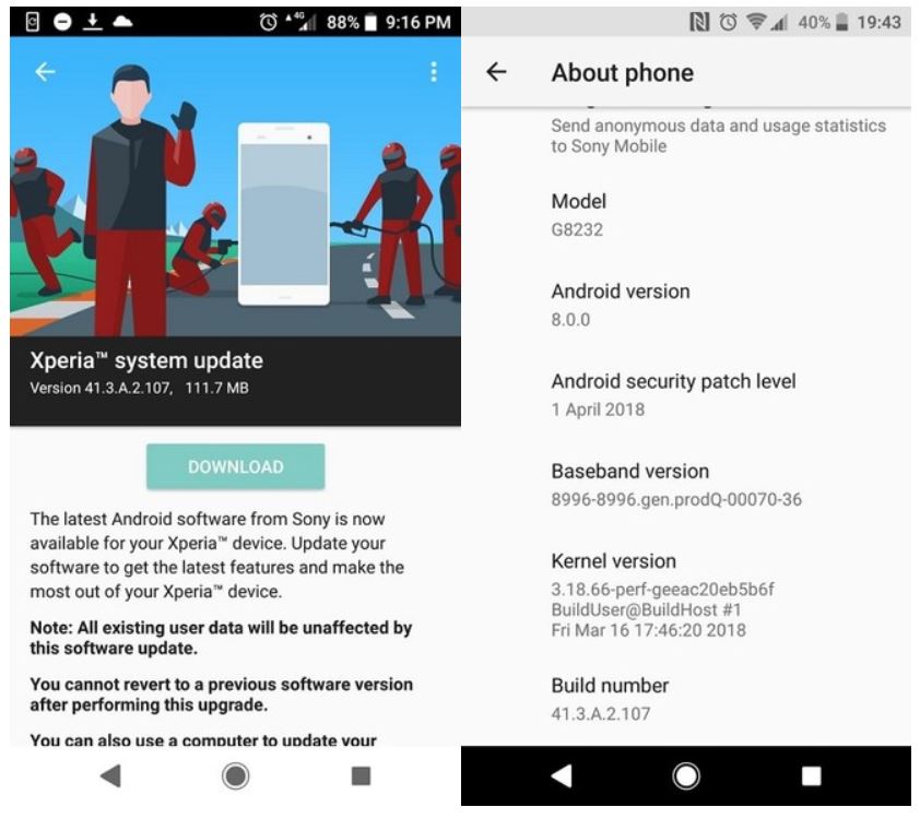 aggiornamento Xperia XZ