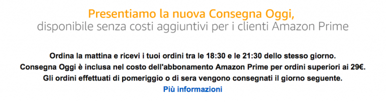 amazon consegna oggi