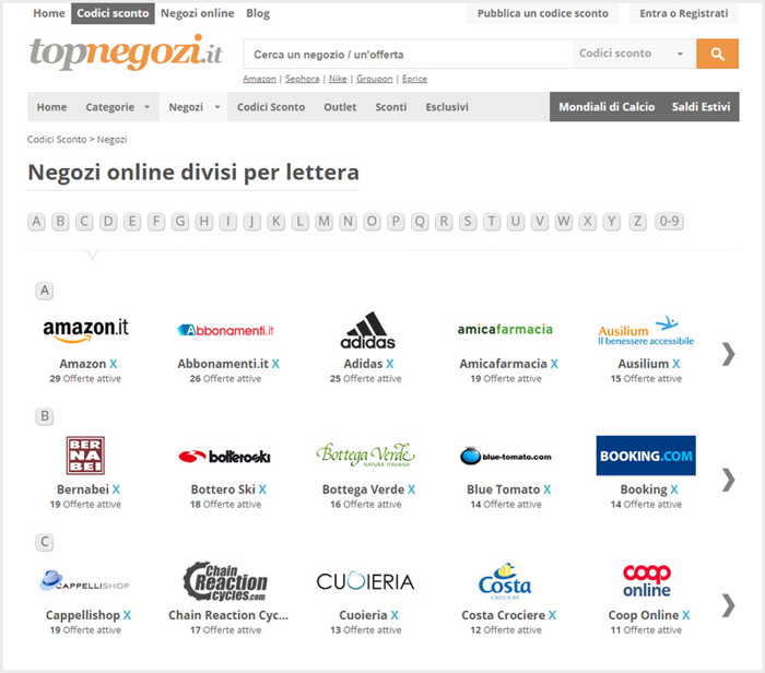 topnegozi codici promo