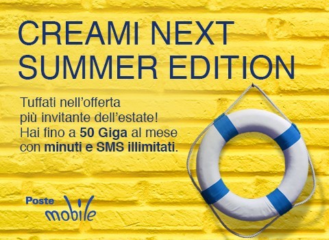 PosteMobile: arriva la “Creami neXt Summer Edition” per chi ha sete di Giga