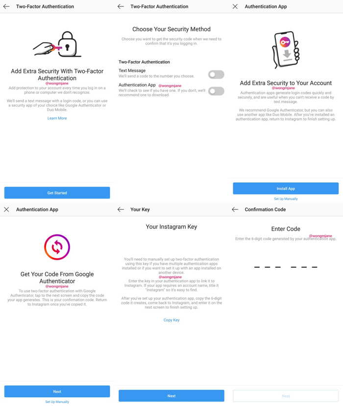 Instagram autentication